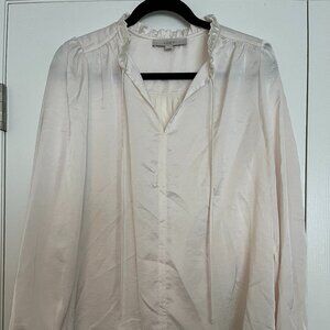 Loft Mixed Media White Blouse, Size L